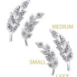 Delicate Gem Feather Push-In Stud Earring, 14k White Gold