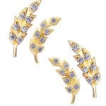 Delicate Gem Feather Push-In Stud Earring, 14k Yellow Gold