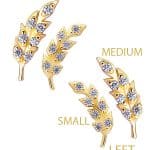 Delicate Gem Feather Push-In Stud Earring, 14k Yellow Gold