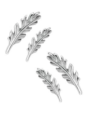 Delicate Feather Push-In Stud Earring, 14k White Gold