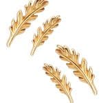 Delicate Feather Push-In Stud Earring, 14k Yellow Gold