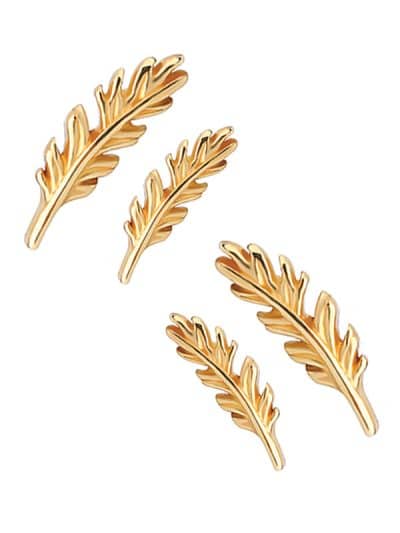 Delicate Feather Push-In Stud Earring, 14k Yellow Gold