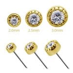 Scalloped Gem Push-In Stud Earring, 18k Yellow Gold