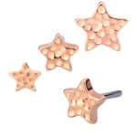 Hammered Star Push-In Stud Earring, 14k Rose Gold