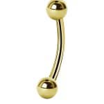 Gold Curved Barbell, Banana Bar, 18k Yellow Gold