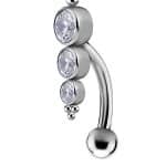 3-Gem Reverse Belly Bar, Medium, Titanium