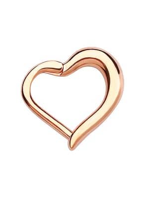 Heart Daith Clicker Earring, 14k Rose Gold, 8-10mm