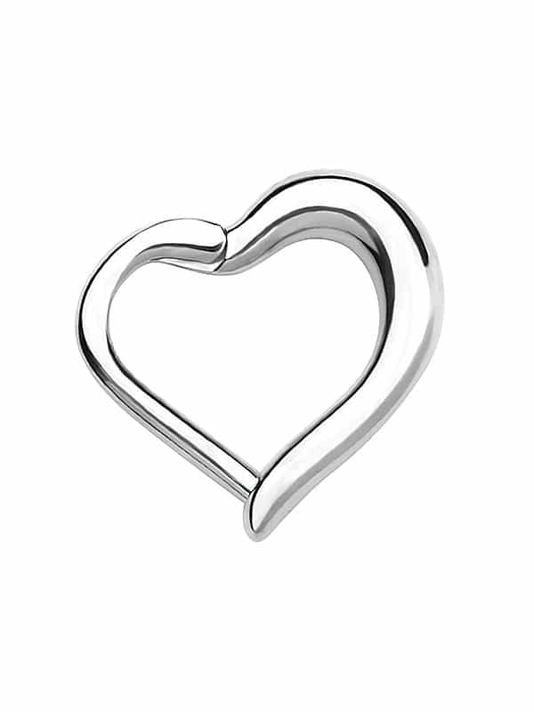 Heart Daith Clicker Earring, 14k White Gold, 8-10mm