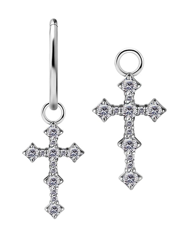 Pave Cross Charm for Clicker Hoop, CoCr NF