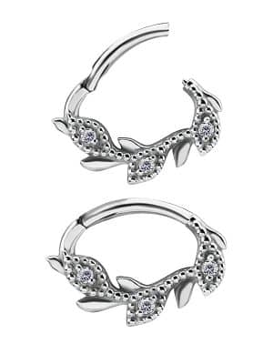 Pave Branch Daith Clicker Earring, Cocr NF, 8mm Oval