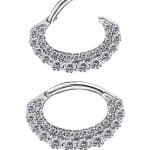 Double Pave Daith Clicker Earring, Cocr NF, 8mm Oval