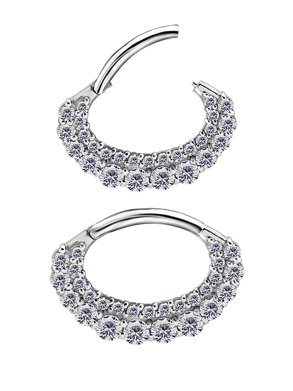 Double Pave Daith Clicker Earring, Cocr NF, 8mm Oval