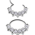 Spiked Square Pave Daith Clicker Earring, Cocr NF, 8mm Oval