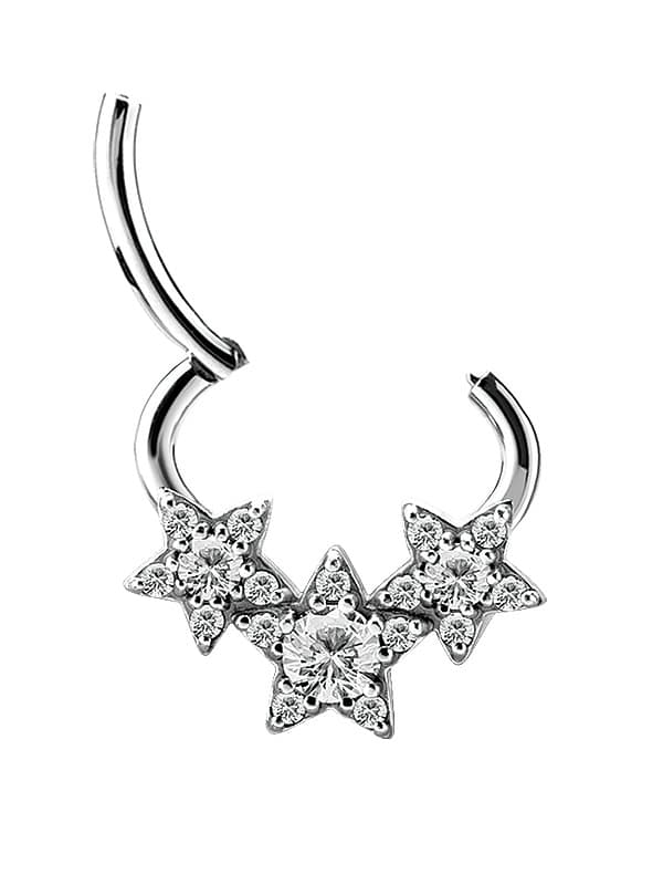 Pave Star Daith Clicker Earring, Cocr NF, 8mm Oval