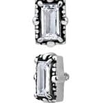 Millgrained Baguette Threaded Stud Earring, Steel