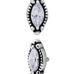 Millgrained Marquise Threaded Stud Earring, Steel