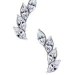 4-Marquise Curved Cluster Threaded Stud Earring, Steel