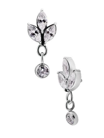 Marquise Spring Lotus Threaded Stud Earring, Steel