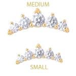 5-Gem Cluster Tiara Threaded / Push-In Stud Earring, 14k Yellow Gold