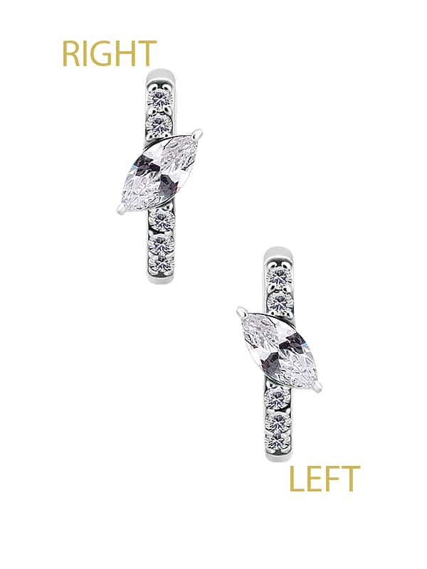 Marquise Pave Clicker Earring, Steel