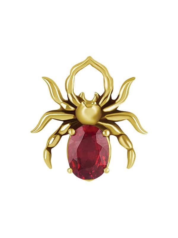 Spider Songea Sapphire Charm for Clicker Hoop, 18k Yellow Gold