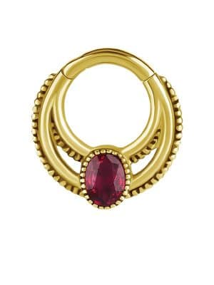 Songea Sapphire Daith Clicker Earring, 18k Yellow Gold