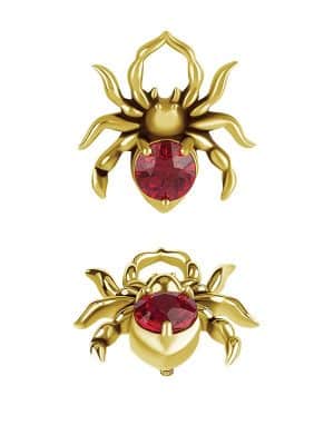 Spider Songea Sapphire Threaded Stud Earring, 18k Yellow Gold