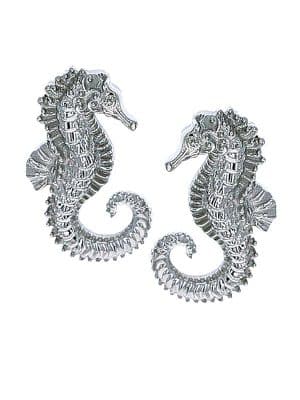 Anatometal Sea Horse Threaded Stud Earring, 18k White Gold
