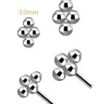 Quad Bead Push-in Stud Earring, 18k White Gold