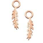 Delicate Feather Charm for Clicker Hoop, 14k Rose Gold