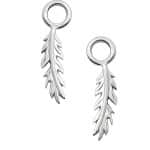 Delicate Feather Charm for Clicker Hoop, 14k White Gold
