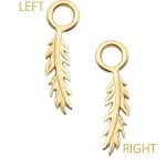 Delicate Feather Charm for Clicker Hoop, 14k Yellow Gold