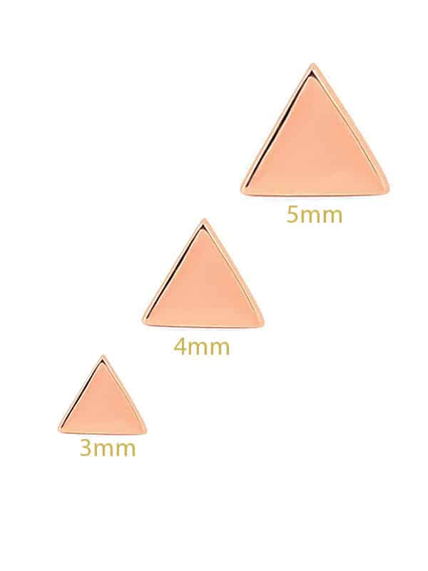 Triangle Push-In Stud Earring, 14k Rose Gold