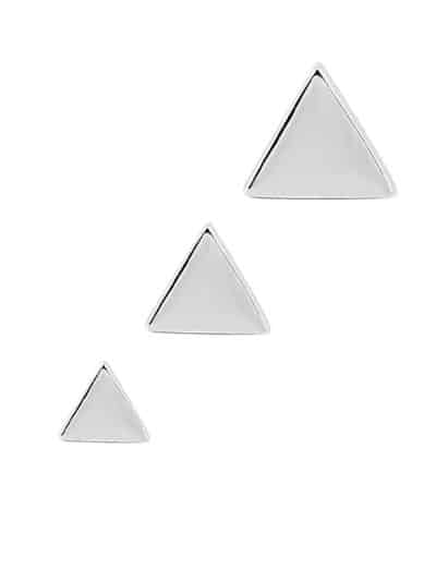 Triangle Push-In Stud Earring, 14k White Gold