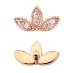 Millgrain 3 Marquise Fan Threaded Stud Earring, 14k Rose Gold