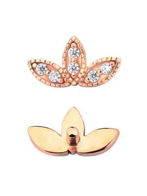Scalloped 3 Marquise Fan Threaded Stud Earring, 14k Rose Gold