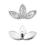 Millgrain 3 Marquise Fan Threaded Stud Earring, 14k White Gold