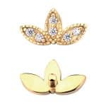 Millgrain 3 Marquise Fan Threaded Stud Earring, 14k Yellow Gold