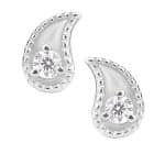 Paisley Gem Push-In Stud Earring, 14k White Gold