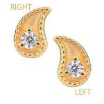 Paisley Gem Push-In Stud Earring, 14k Yellow Gold