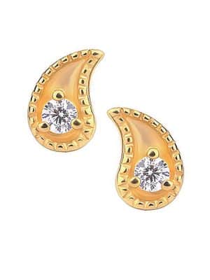 Paisley Gem Push-In Stud Earring, 14k Yellow Gold