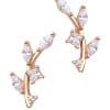 Pave Olive Branch Threaded Stud Earring, 14k Rose Gold