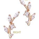 Pave Olive Branch Threaded Stud Earring, 14k Rose Gold