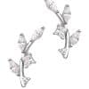 Pave Olive Branch Threaded Stud Earring, 14k White Gold