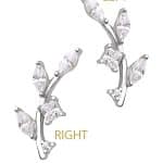 Pave Olive Branch Threaded Stud Earring, 14k White Gold
