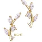 Pave Olive Branch Threaded Stud Earring, 14k Yellow Gold