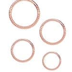 Rope Clicker Hoop, Nose Ring, 18ga, 14k Rose Gold