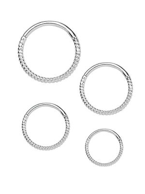 Rope Clicker Hoop, Nose Ring, 18ga, 14k White Gold