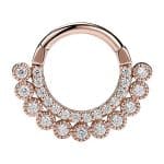 Millgrain Double Row Pave Daith Clicker Earring, 14k Rose Gold, 8-9mm