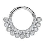 Millgrain Double Row Pave Daith Clicker Earring, 14k White Gold, 8-9mm